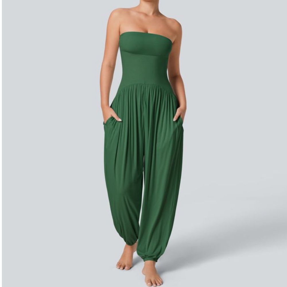 HALARA Strapless Green Jumpsuit Romper